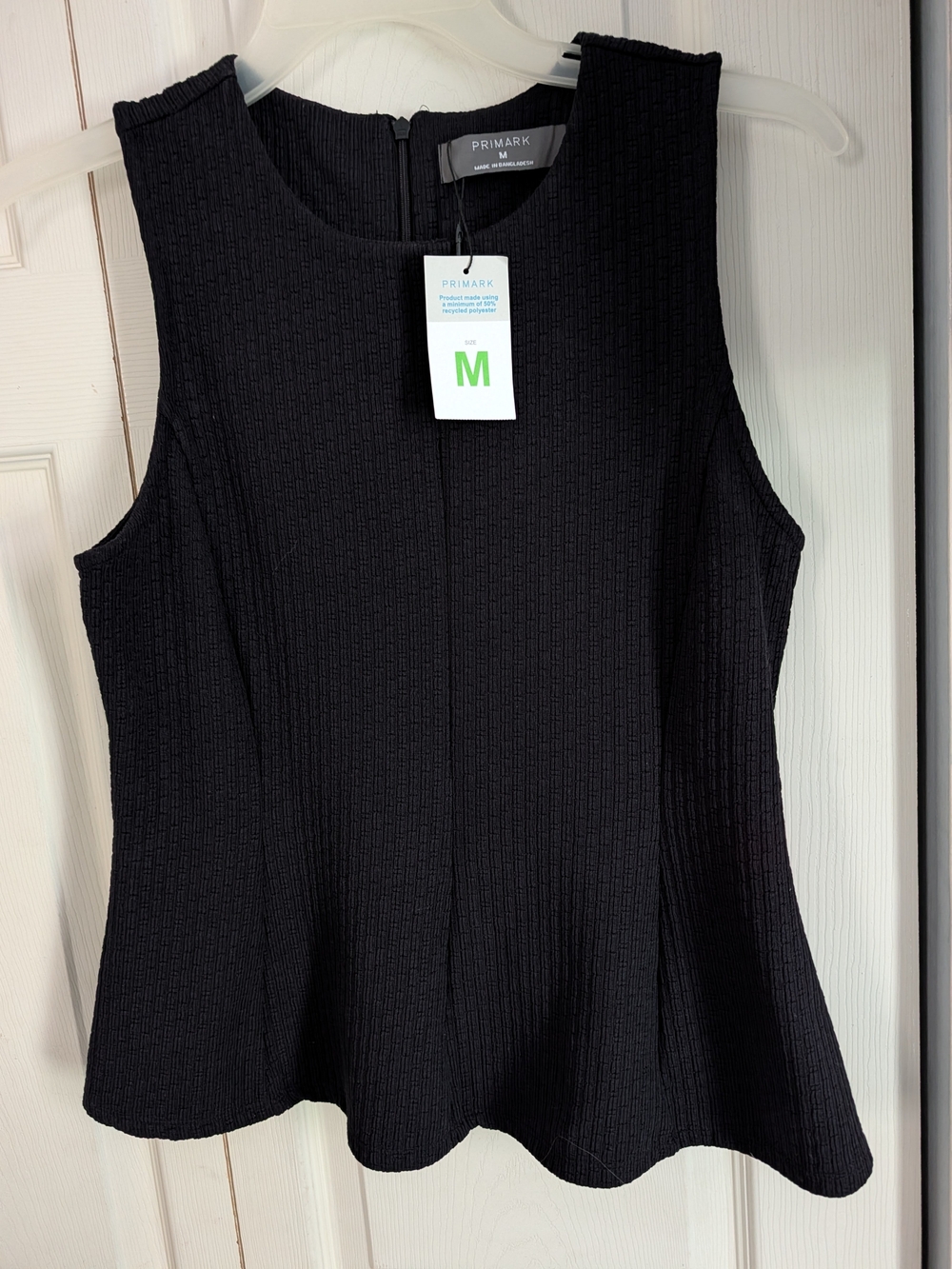 Primark Black Sleeveless Textured Peplum Tank Top
